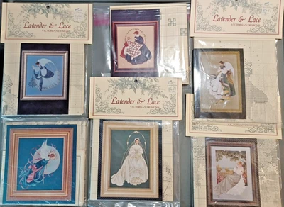 (Lot Of 6) Lavender & Lace ANGELS Victorian Designs L&L Cross Stitch Angels - Image 1 of 4