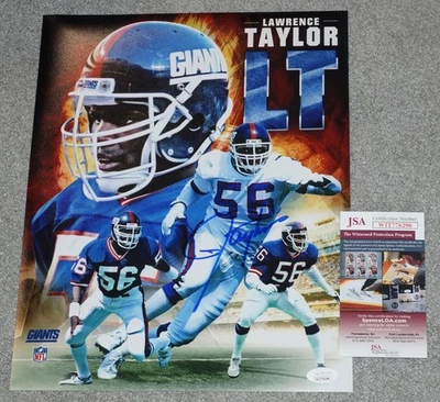 LAWRENCE TAYLOR Signed NY GIANTS Football 11x14 Photo + JSA COA WIT 776296 - Image 1 of 2