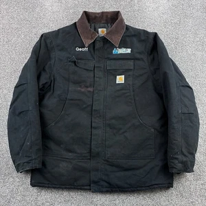 Giacca Carhartt vintage uomo XL nera tela sbiadita tradizionale foderata artica lavoro - Foto 1 di 6