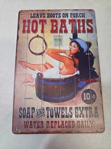 Leave Boots On Porch Baths 8x12 Rustic-looking Metal Sign - Picture 1 of 10