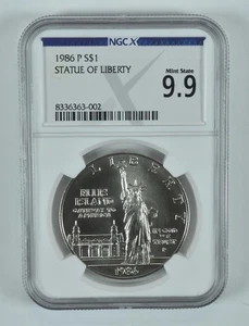 1986-P Statue Of Liberty Commemorative Silver Dollar MS 9.9 NGC X - Picture 1 of 5