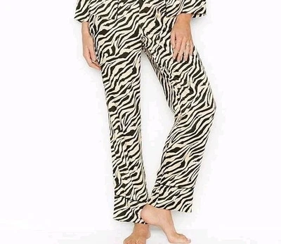 NWT Victoria's Secret Satin Lounge PJ Pants Size S Zebra Print - Image 1 of 4
