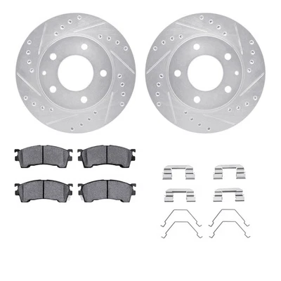 For Mazda Protege5 02-03 Drilled & Slotted Front Brake Kit w Semi-Metalic Pads - Image 1 of 2