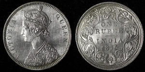 India-Vittoria britannica argento 1875 (B) rupia ALTA QUALITÀ KM# 473,2 (28 296) - Foto 1 di 3