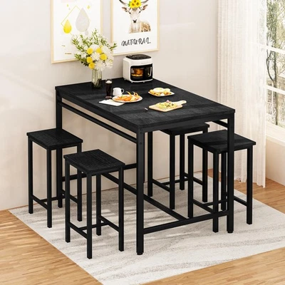 Обеденный барный стол Lamerge набор для 4 человек, современный стол высотой стойки и 4 бара - Изображение 1 из 4