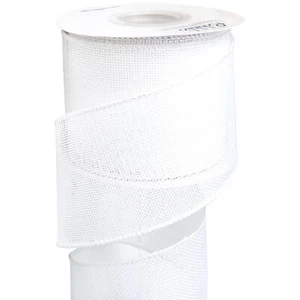 White Burlap Wired Ribbon3 Inch x Continuous 10 Yard Wired Edge Ribbon for Bi... - Picture 1 of 1