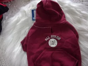 All Stars Sudadera con capucha Béisbol Granate Perro Informal Canino S Pequeña Nueva - Imagen 1 de 3