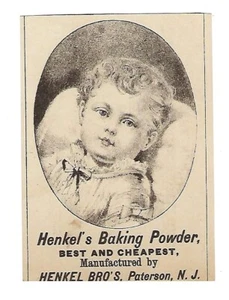 c1890 Victorian Trade Card Henkel's Baking Powder, F.E. Keys, Keene, NH - Picture 1 of 2