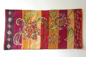 Artistic Accents EMBROIDERED BEADED FLORAL Lumbar PILLOW COVER~ 12" x 24" ~New - Picture 1 of 9