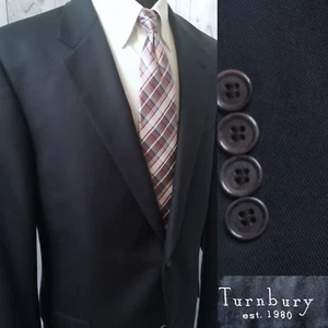 Turnbury Men's Blazer 44L - 46L Silk Wool Navy Blue Hopsack Sport Coat Jacket - Picture 1 of 21