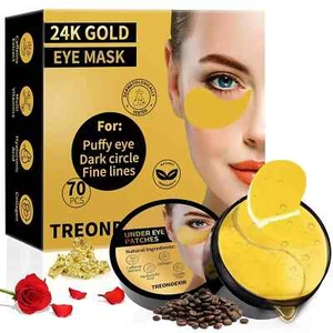 24K Gold Eye Masks for Dark Circles and Puffiness 70PCS, under Eye Patches Gel P - Picture 1 of 8