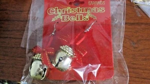 GEMMY~Gold CHRISTMAS JINGLE BELLS Pierced Ear EARRINGS~NEW - Picture 1 of 4