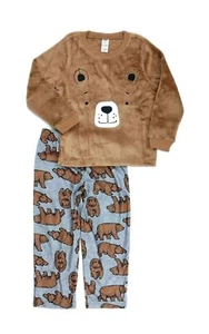 Carter's Toddler Boy's Soft Velboa Brown Bear Animal Pajama Set - Picture 1 of 4