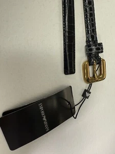 Cinturón de moda EMPORIO ARMANI para mujer cocodrilo negro talla 32 (80 cm) GENUINO #F14 - Imagen 1 de 4
