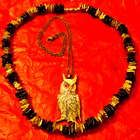 Unisex vintage Natural Stone~an Owl Necklace