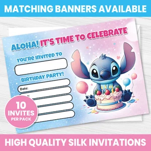 STITCH BIRTHDAY PARTY INVITATIONS GIRL BIRTHDAY INVITES STITCH INVITATIONS - Picture 1 of 4