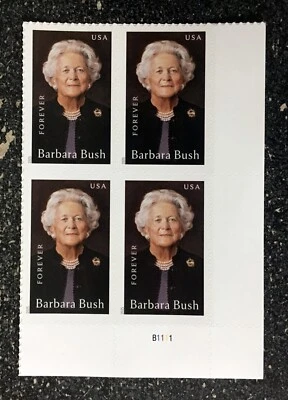 2025USA Forever Barbara Bush - Plate Block of 4  Mint - Image 1 of 2