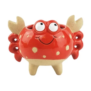 Urban Crab 9cm Ceramic Planter Home/Garden Ornament Display Plant Pot Medium Red - Picture 1 of 2