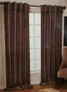 2 Veranda Galleries Manalo Stripe Brown Drape Panels (1 Pair) 90" x 96" NIP - Picture 1 of 8