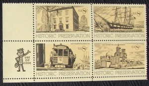 US 8¢ Stamp block of 4 SC #1440-1443 MNH 1971 with logo USE ZIP CODE - Picture 1 of 1