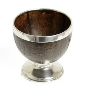 Antique Georgian George III Silver Mounted Coconut Cup with Pedestal Foot - Picture 1 of 5