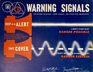 60's Civil Defense Cold War "Warning Signal" poster 14 x 11 BRAND NEW - Picture 1 of 1