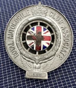 Vintage RAC Royal Automobile Club Associate Flag Badge Emblem Mascot Enamelled - Foto 1 di 20