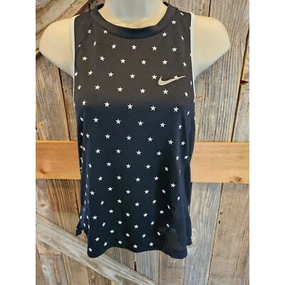 Nike Mujer Corredor Espalda Talla Pequeña Ventilada Correr Tanque Patriótico Estrellas Negro ^  Foto 1 de 4