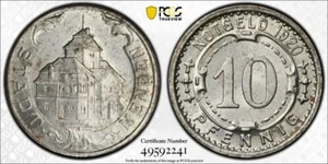 1919 Germany Menden 10 Pfennig Notgeld PCGS MS62 Lot#G7374 Nice UNC! - Picture 1 of 4
