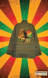 KING OF KINGS RASTAFARI LION OF JUDAH ARMY STYLE JACKET ARMY GREEN COLOUR - Picture 1 of 2