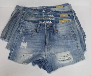 RESALE LOT 7 PAIR AEROPOSTALE DENIM BLUE JEAN SHORTS HIGH RISE SHORTY DESTRUCTED - Picture 1 of 5