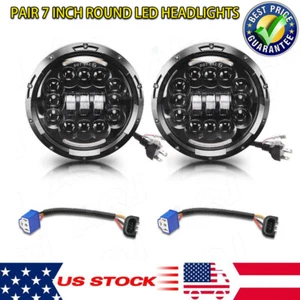 For MG Midget 1969-1979 Dodge 7 inch LED Round Headlights Pair DRL Hi/Lo Beam - Picture 1 of 12