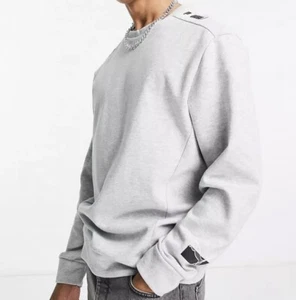 Puma Sleeve Logo Jumper Sweatshirt Pullover RRP$90 Grey Mens Medium SALE - Picture 1 of 4