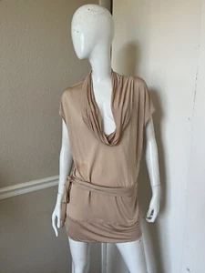 STELLA MCCARTNEY Peach Slinky Viscose Knit Cowl Draped Neck Tied Blouse Sz 42 - Picture 1 of 10