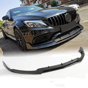 For Mercedes Benz W205 C63 Sedan 2015-19 Carbon Fiber Front Bumper Lip Splitters - Picture 1 of 17
