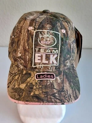 Realtree Ladies Womens TEAM ELK Pink Camo Embroidered Adjustable Hat Cap ~ NWT - Image 1 of 4