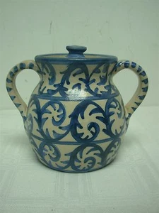 DORCHESTER POTTERY SUGAR BOWL FIDDLEHEAD SCROLL ~ SIGNED N RICCI FECIT CAH - Picture 1 of 6