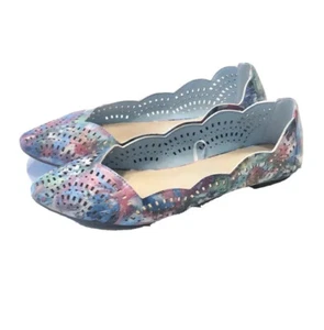 Attention Multicolor Rainbow Womens Flats Sandals Shows Sz 9 Slip On Causal - Picture 1 of 7