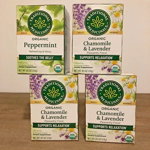 Lot of 4 Traditional Medicinals Organic Tea Chamomile & Lavender + Peppermint - Picture 1 of 6