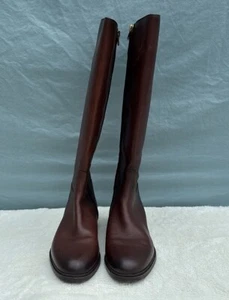 COACH Women’s Rilee Brown Walnut Tall Boots Leather G4592 Block - Picture 1 of 9
