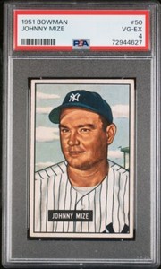 1951 Bowman Johnny Mize PSA 4