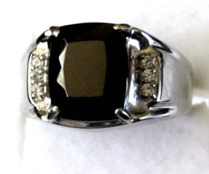 Men's Shungite & Zircon Ring / size 9 / 925 Sterling Silver / 2.75cts  6.8g - Picture 1 of 5