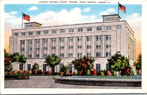 Postal de lino vintage de la corte de los Estados Unidos en Fort Worth Texas TX - Imagen 1 de 2