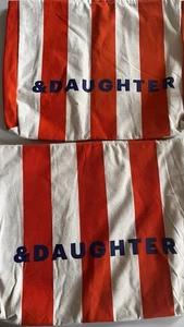 2 X &daughter Canvas Bags . Orange & White Stripes. Laptop / Packing / Storage. - Picture 1 of 3