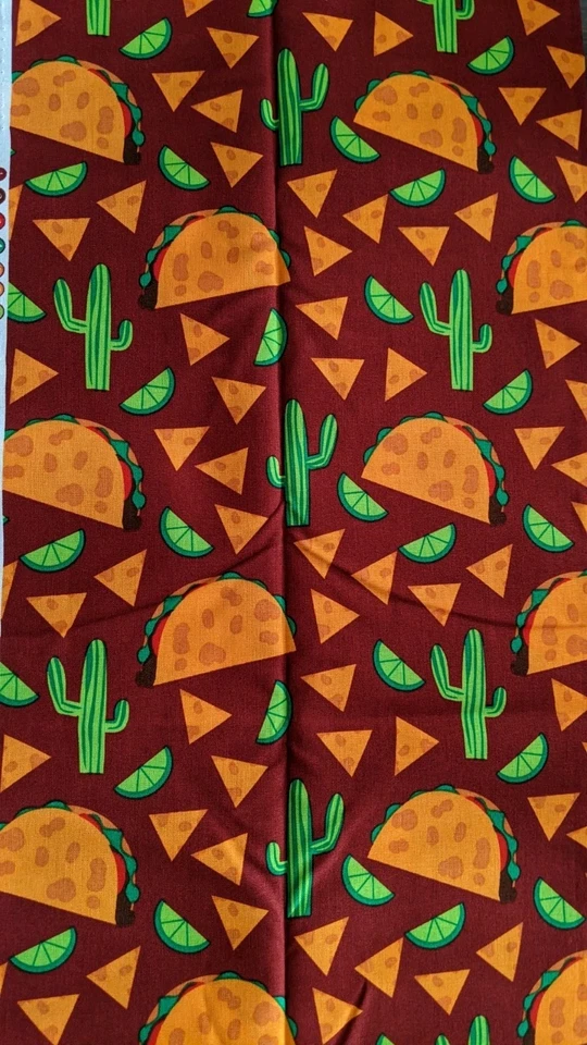 TELA DE ALGODÓN TEXTILES DAVID--TACOS/LIMAS Y CACTUS--1 YARDA Foto 1 de 1