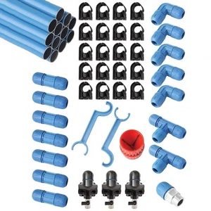 Fastpipe 1" Master Kit Aluminum Pipe & Nylon Fittings 90FT 3 Outlets F28090 - Imagen 1 de 8