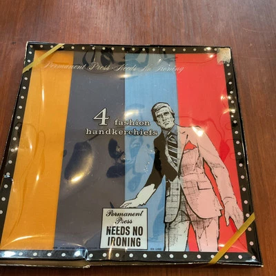 Vintage Handkerchiefs Poly Cotton 1960 -1970 Multi Color New Old Stock - Image 1 of 3