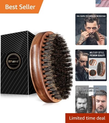 Cepillo para barba de cerdas de jabalí estilo militar - madera de nogal, ideal para barbas gruesas Foto 1 de 4