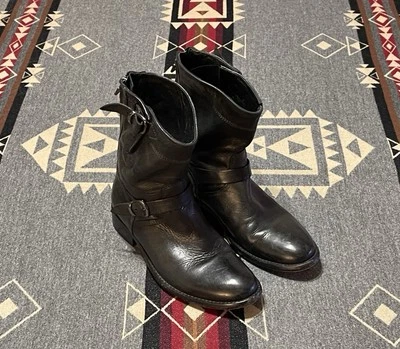 Belstaff Engineer Botas Mujer 36 IT Cuero Negro Moto Cremallera Hebilla Foto 1 de 4