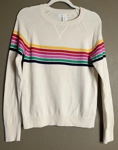C&C California Cream Rainbow Stripe Crew Neck Sweater Women’s size Small - Picture 1 of 6